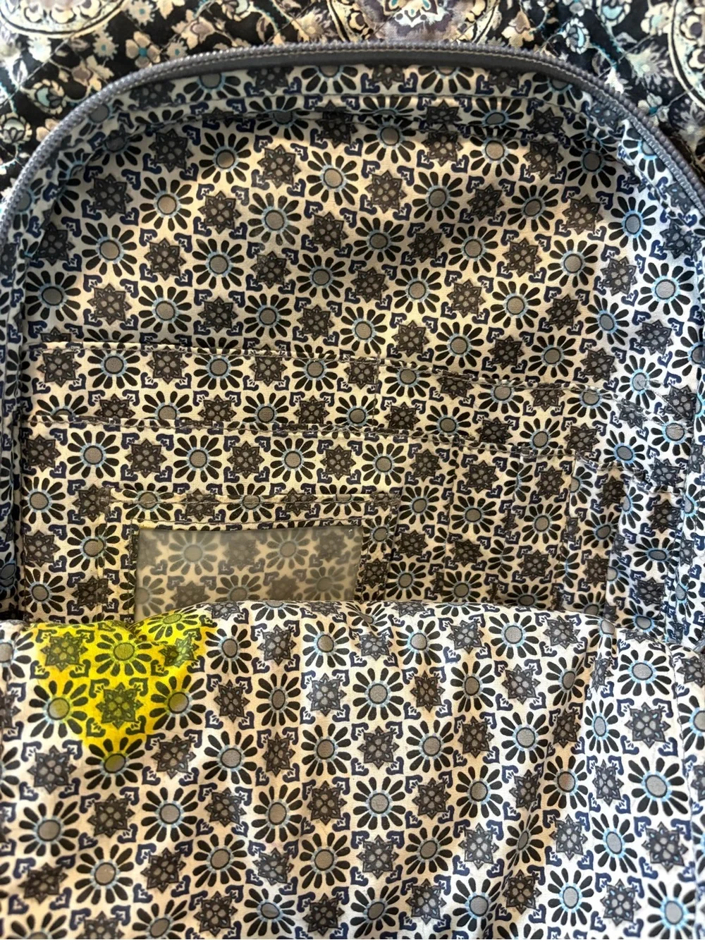Vera Bradley Black and Gray Quilted Medallion Backpack